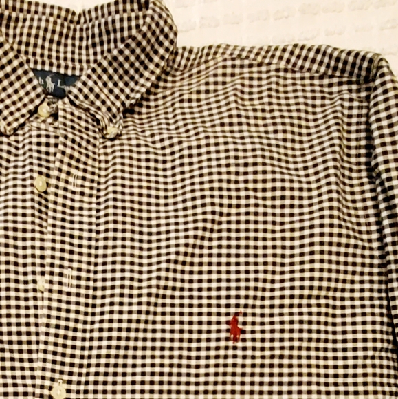 2X RALPH LAUREN CLASSIC FIT BLACK AND WHITE CHECK BUTTON DOWN SHIRT - Picture 1 of 3